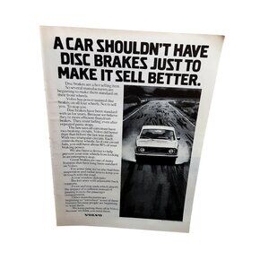 1973 Volvo Safety Disc Brakes Vintage Automobile Print Ad